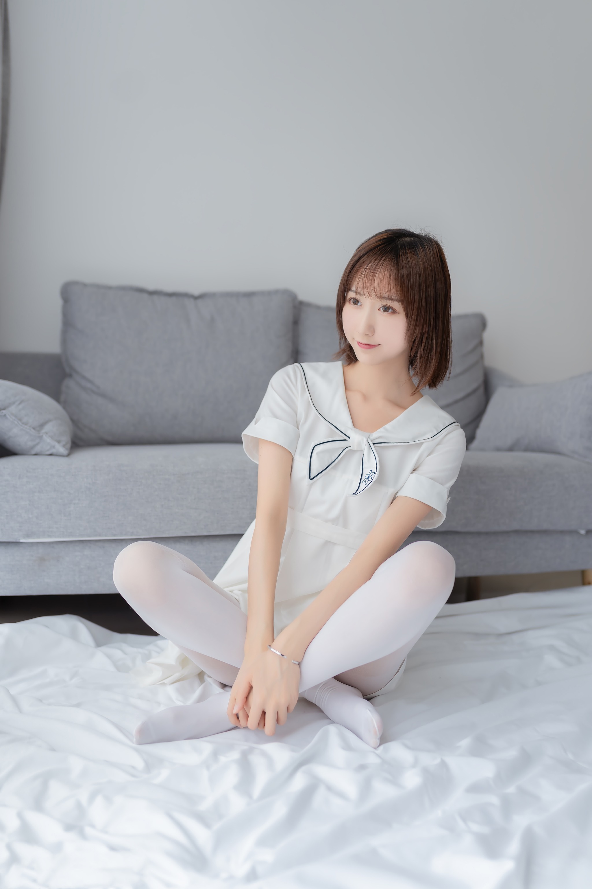 图片[1]-木棉棉 – NO.053 木绵绵OwO 纯情白裙无水印版（同兔玩映画）[40P]-XikXak